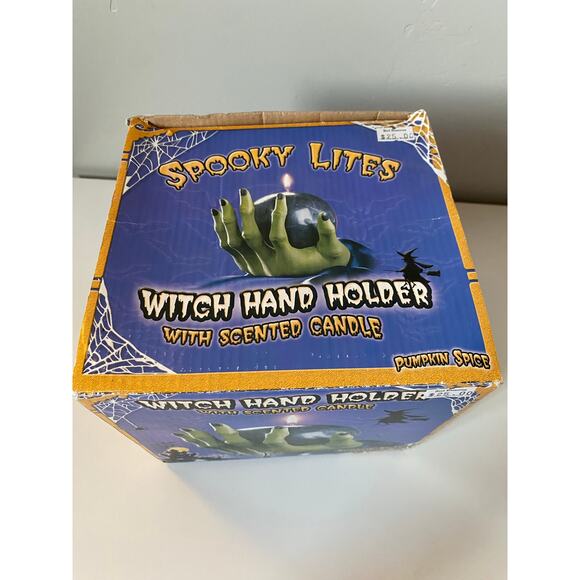 Vintage Spooky Lites Witch Hand Holder With Scented Pumpkin Spice Candle- New - Picture 2 of 7